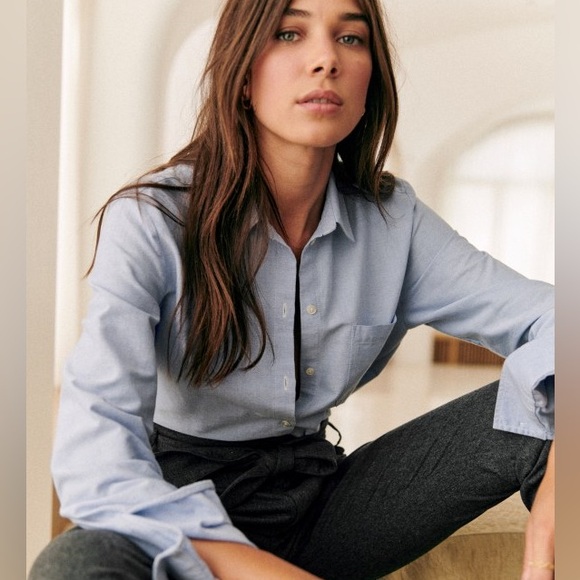 Sezane Tomboy Shirt Blue 32 - Picture 2 of 5